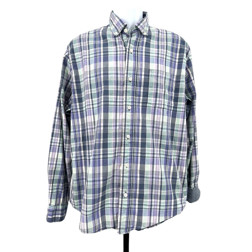 Tailor Vintage AIROTEC Shirt Luxe Performance Purple Plaid Long Sleeve Men's L